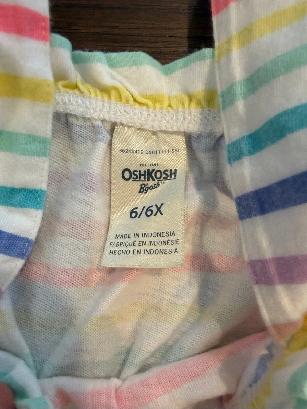 Osh Kosh Girls Rainbow Stripe Off-Shoulder Dress Size 6 - C11-278